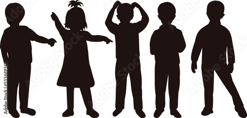 children silhouette on white background isolated vector