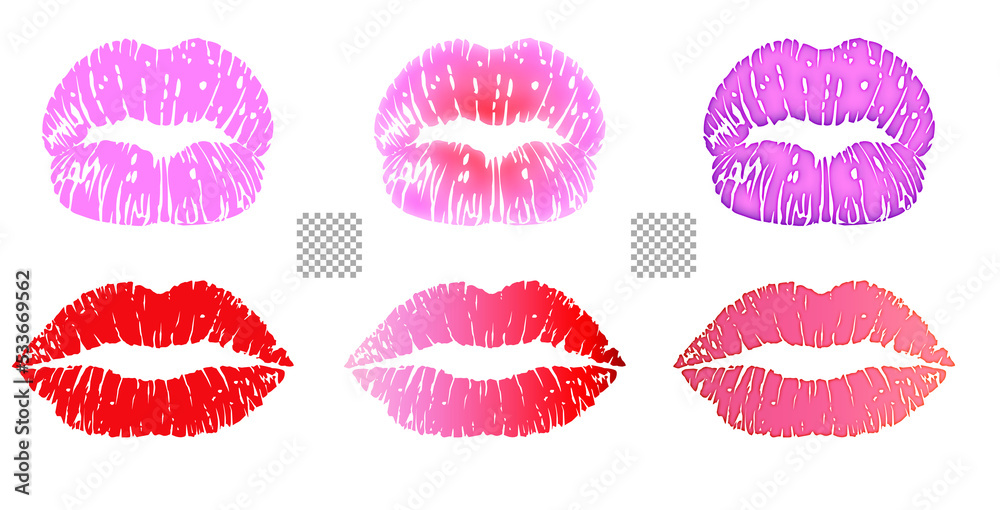 lipstick marks set transparent background solid color kiss mark pink lipstick marks set transparent background solid color kiss mark pink