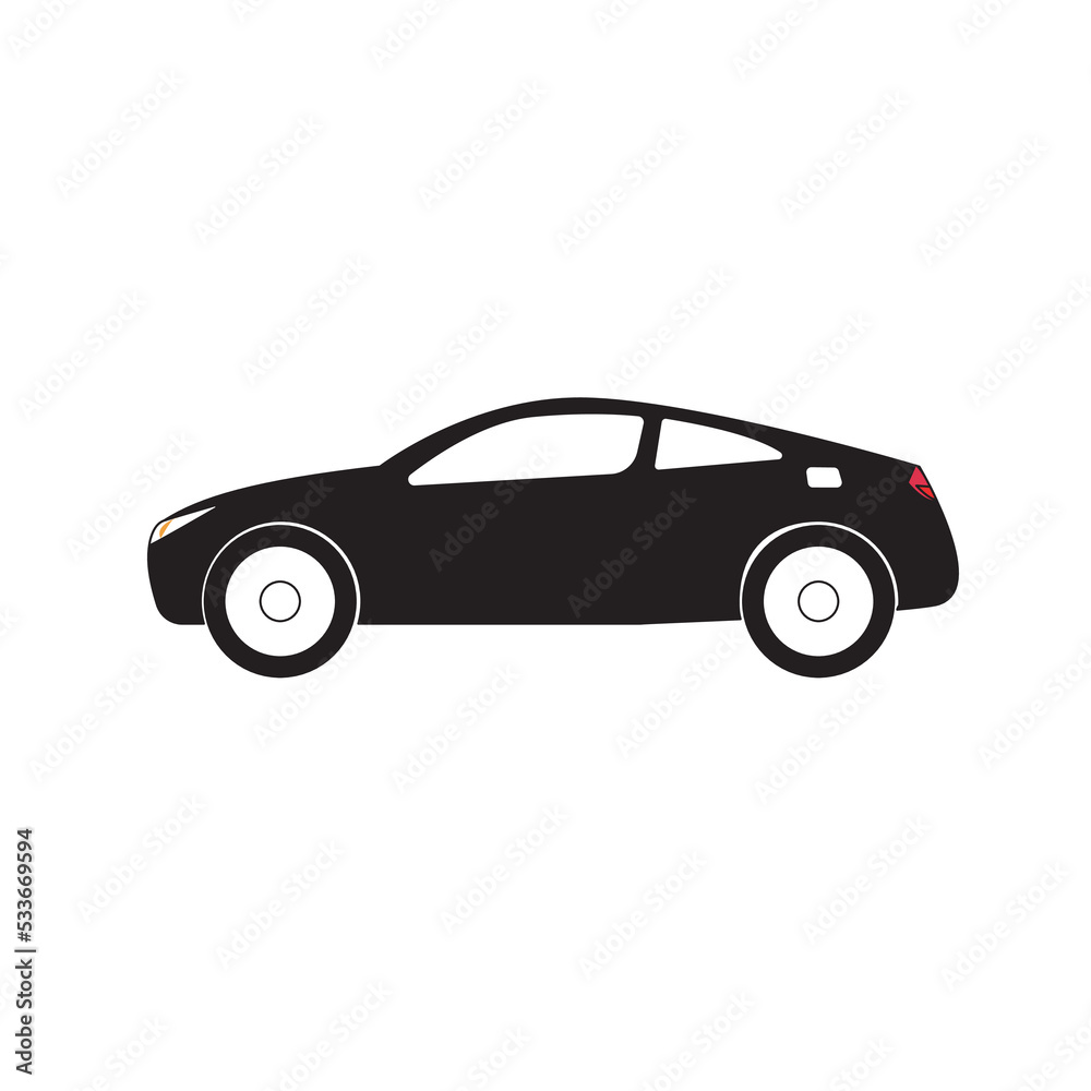 Black Car flat line icon on white background. Side, vehicle, automobile sign. Transport concept. Trendy flat outline design illustration, used for topics like logo, travel, traffic, app,Vector EPS 10
