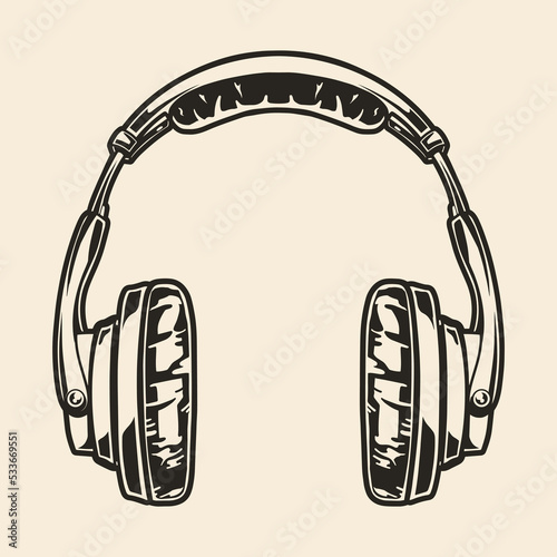 Over ear headset sketch monochrome