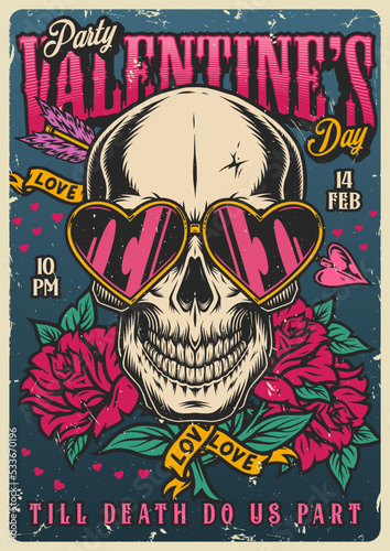 Valentine Day colorful poster vintage
