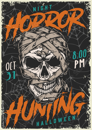 Horror night vintage logotype colorful