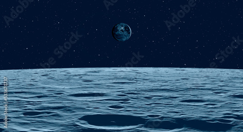 Fototapeta Naklejka Na Ścianę i Meble -  The Earth as Seen from the Surface of the Moon 