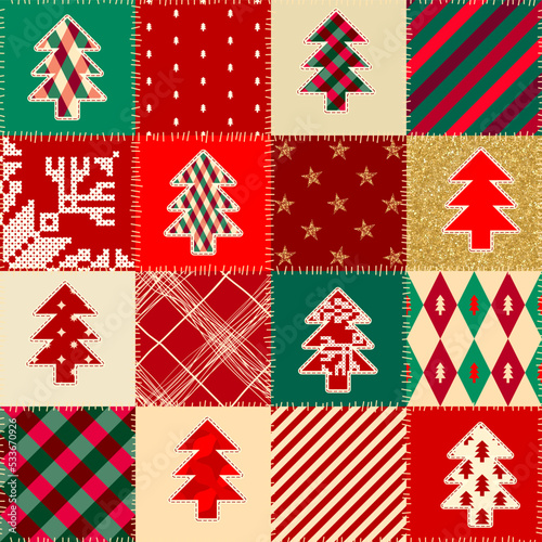Patchwork textile pattern. Seamless quilting design background.