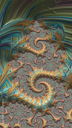 Artistic and imaginative digitally designed abstract 3D fractal background