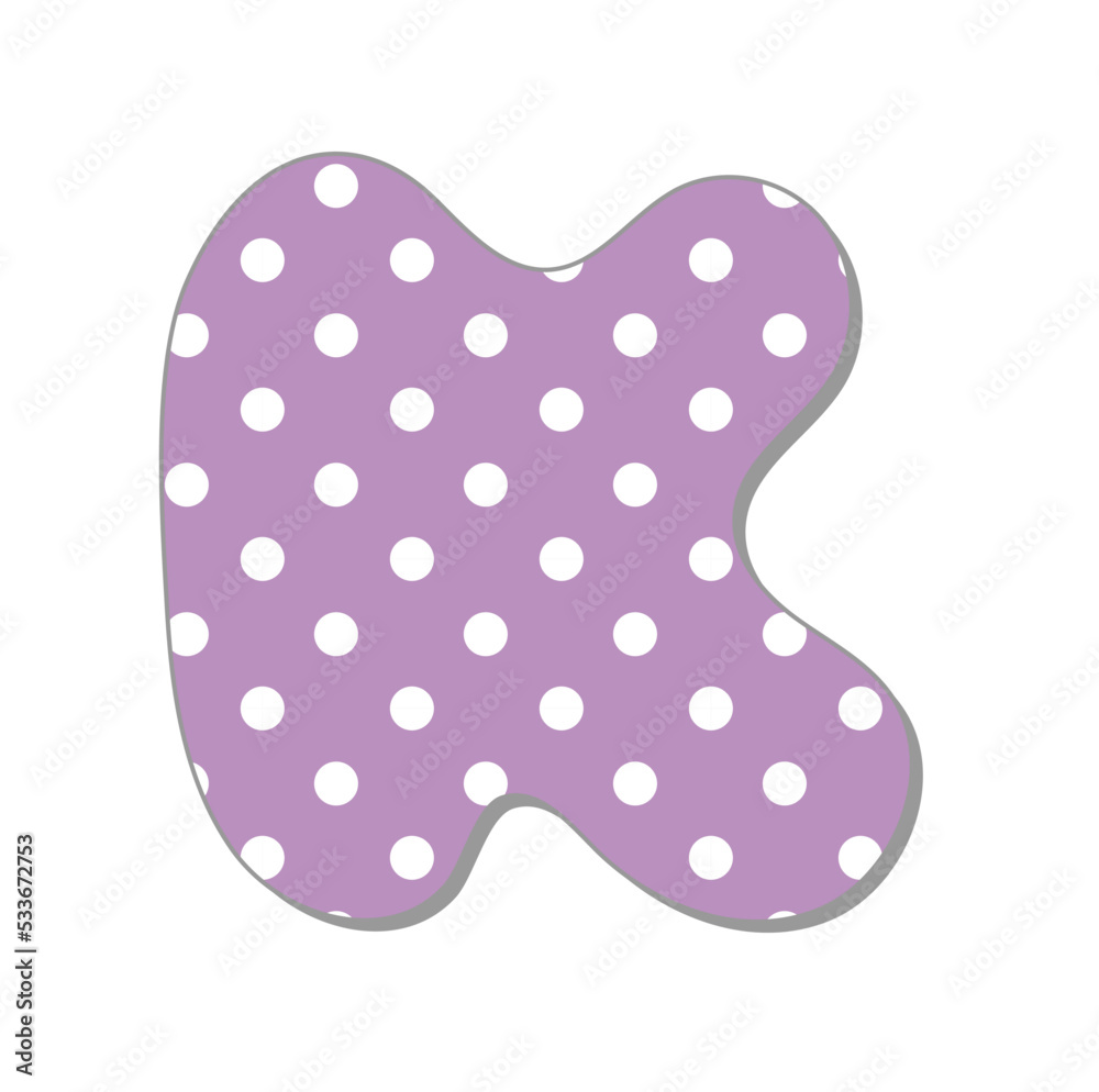 Polka dot letter.Pastel polka dots font. Hand drawn letter design for scrapbooks, albums, crafts and back to school projects.