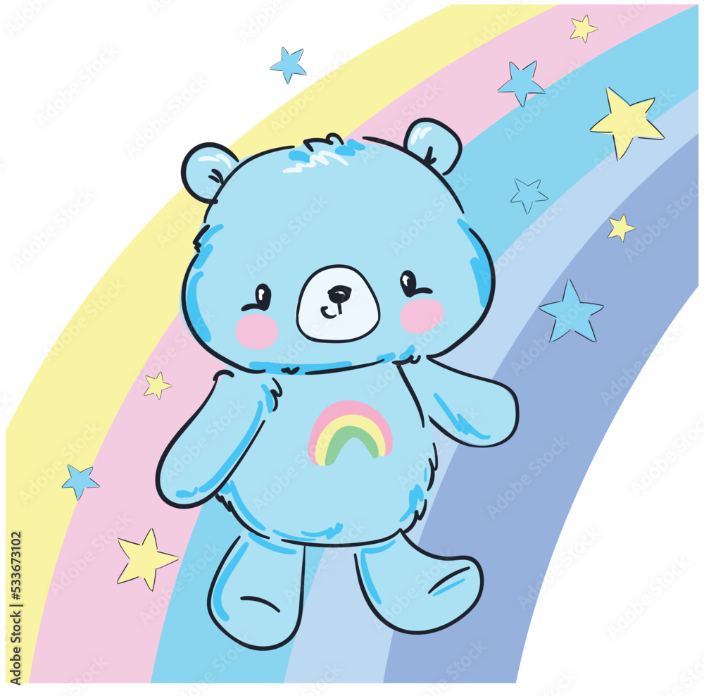 Hand drawn cute bear vector illustration kids print design