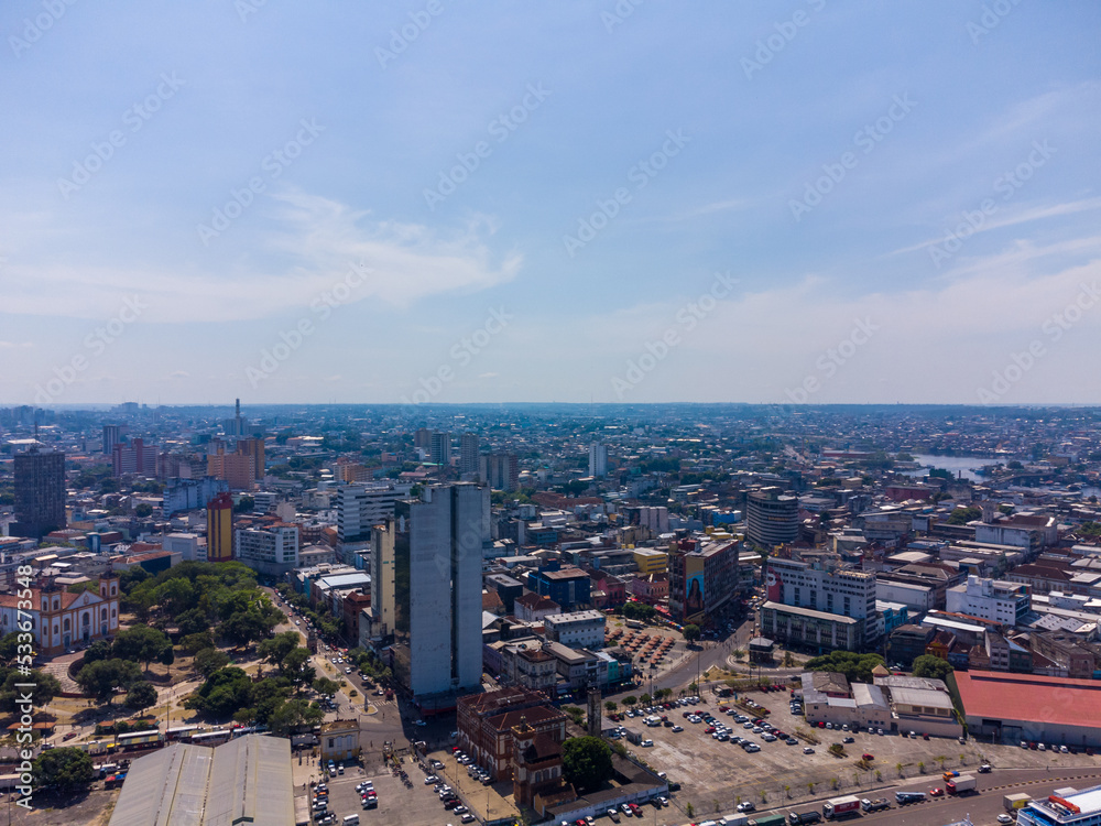 Fototapeta premium Aerial view of the city of Manaus in Amazonas state in Brazil from its main harbor area
