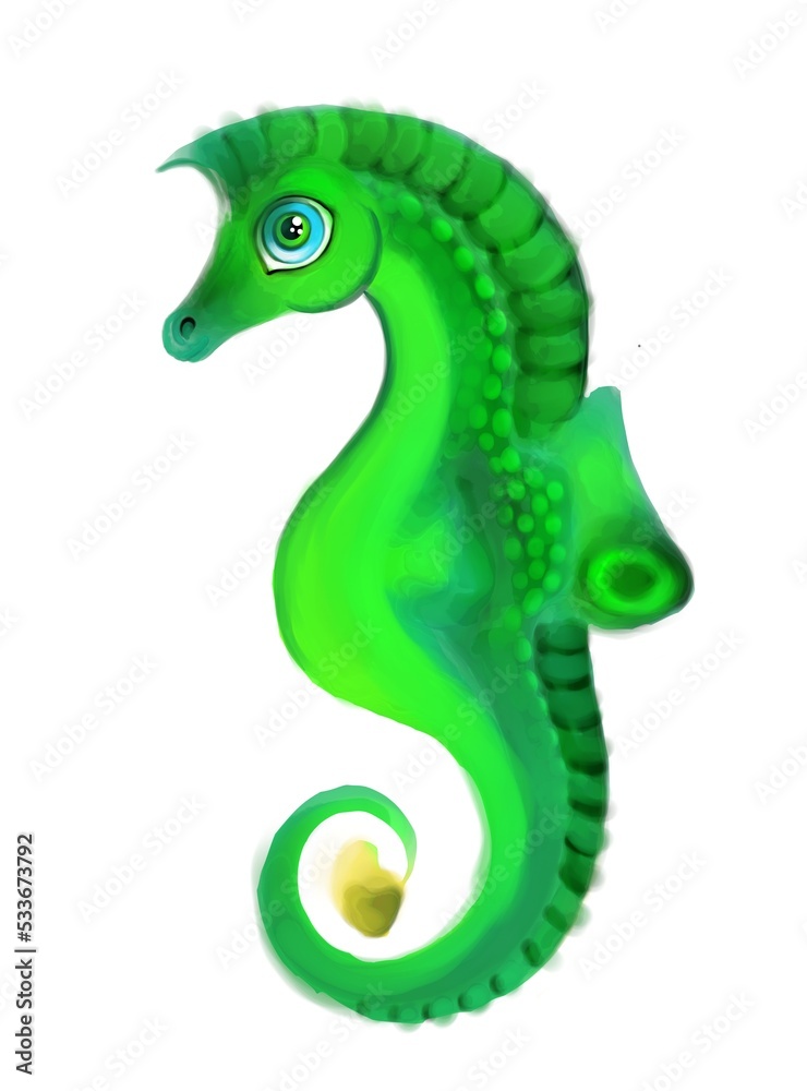 Naklejka premium green dragon seahorse 