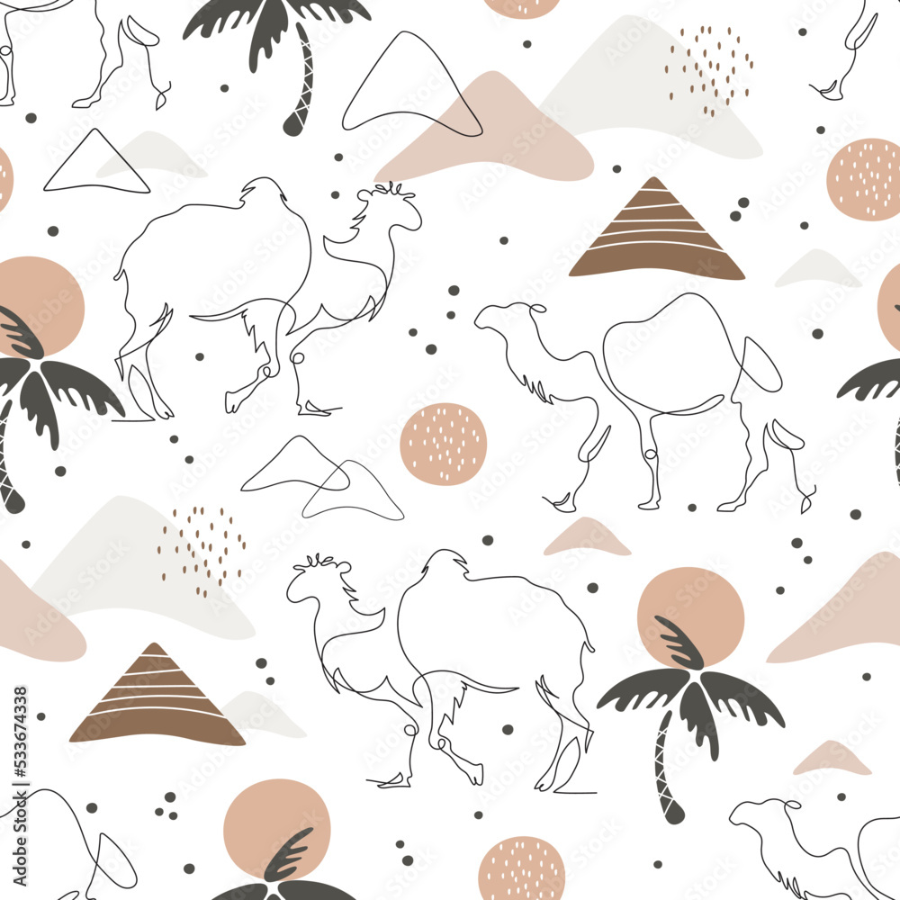 Naklejka premium The camel is drawn with one line. Minimalistic graphics. Continuous line.
