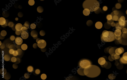 Light abstract glowing bokeh lights. Bokeh lights effect isolated on transparent background. Festive purple and golden luminous background. Christmas concept.