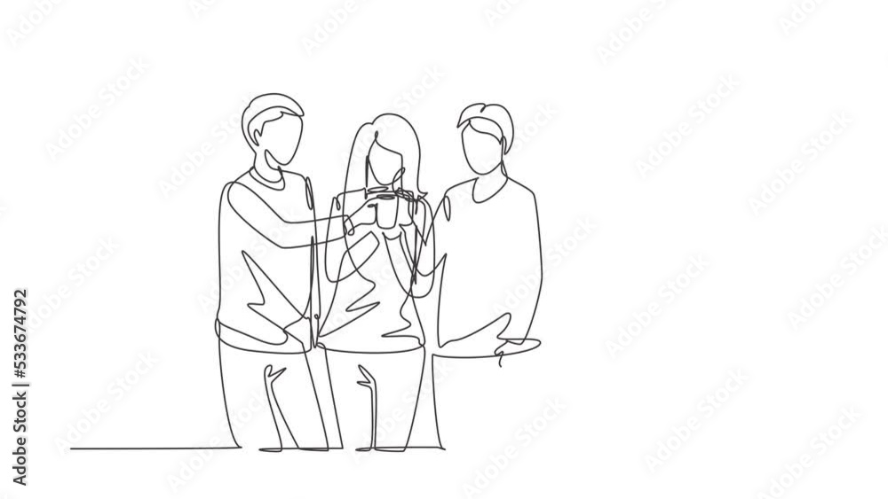 Animated self drawing of continuous line draw teenagers toast with soft drinks to celebrate friendship at a garden party. Happy togetherness and lifestyle concept. Full length single line animation. Animated self drawing of continuous line draw teenagers toast with soft drinks to celebrate friendship at a garden party. Happy togetherness and lifestyle concept. Full length single line animation.