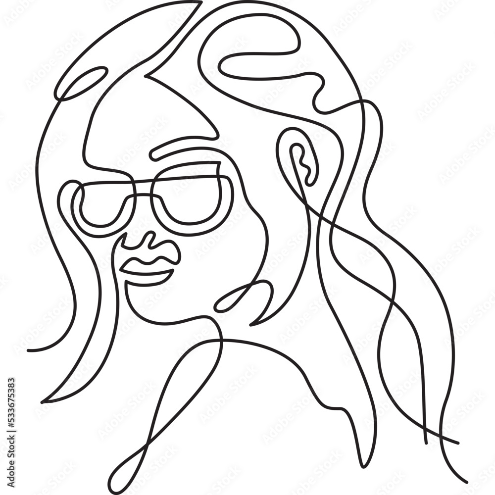 woman wearing sunglasses minimal line art