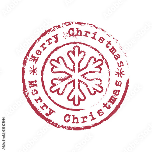 Beautiful grungy Christmas rubber stamp with snow flake - postal sign vector