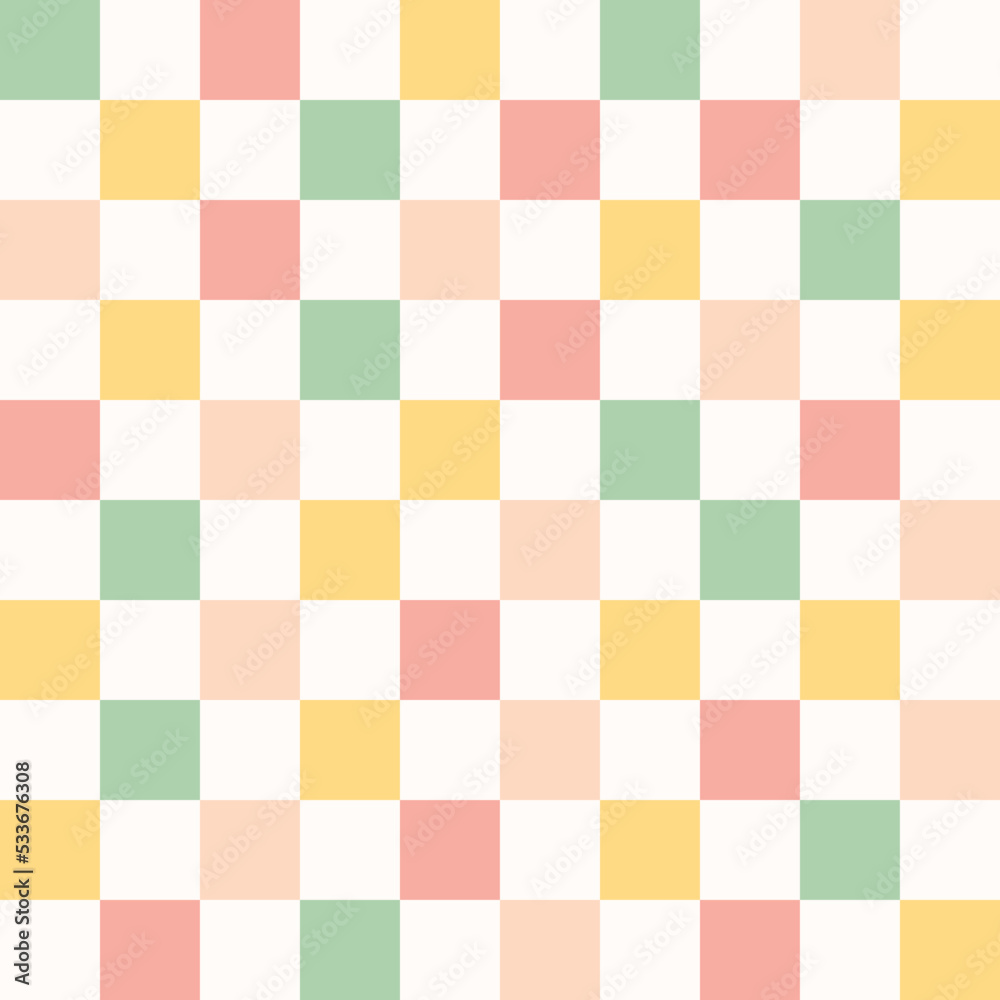 Cute childish Checkerboard Y2K seamless pattern vector background with colorful grid. Abstract sweet children repeat texture wallpaper, modern trendy textile design Cute childish Checkerboard Y2K seamless pattern vector background with colorful grid. Abstract sweet children repeat texture wallpaper, modern trendy textile design