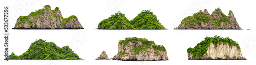 islands, collection of forested islets isolated on white background © dottedyeti