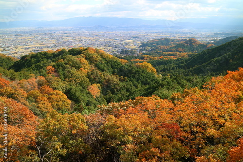 Colorful autumn mountains in Japan