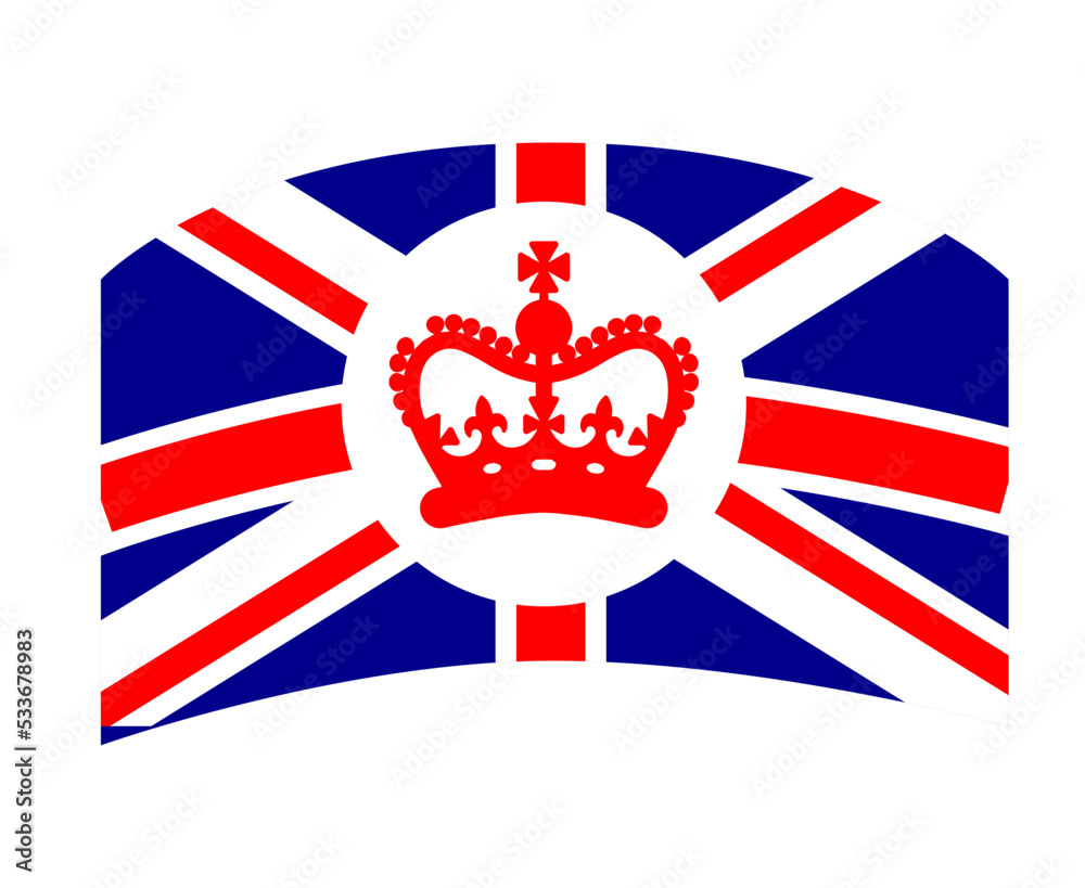 Obraz premium British United Kingdom Flag Emblem With a Red Crown National Europe Emblem Vector Illustration Abstract Design Element