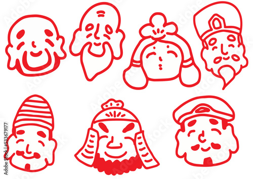 七福神　顔イラスト