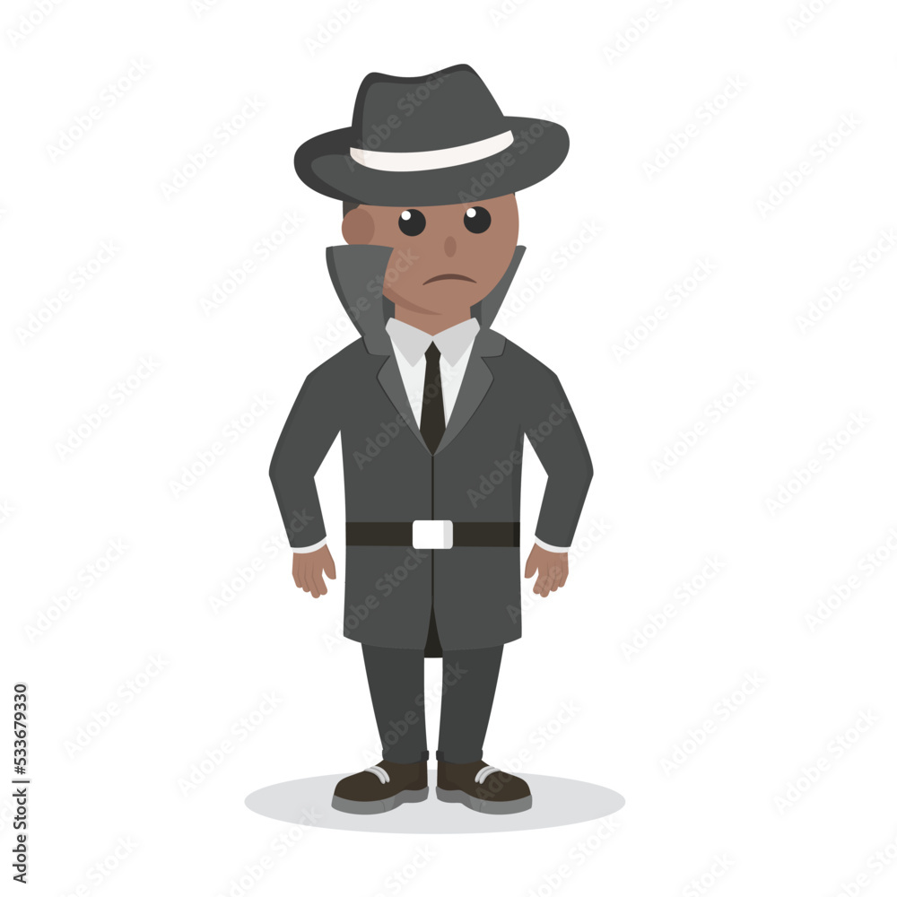 spy african pose design character on white background