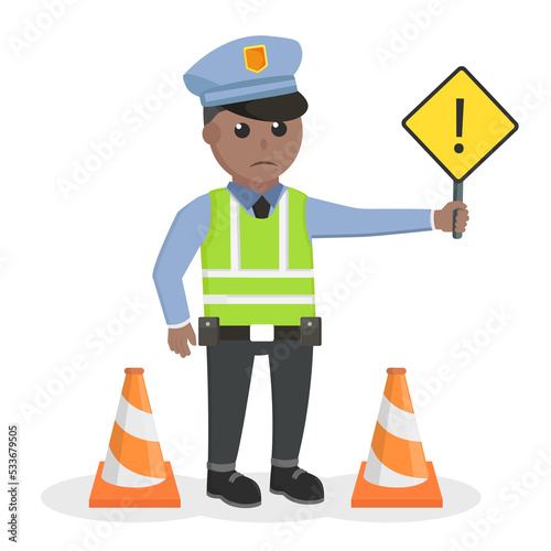 traffic police african be careful design character on white background © Zyram Graphic