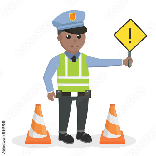 traffic police african be careful design character on white background