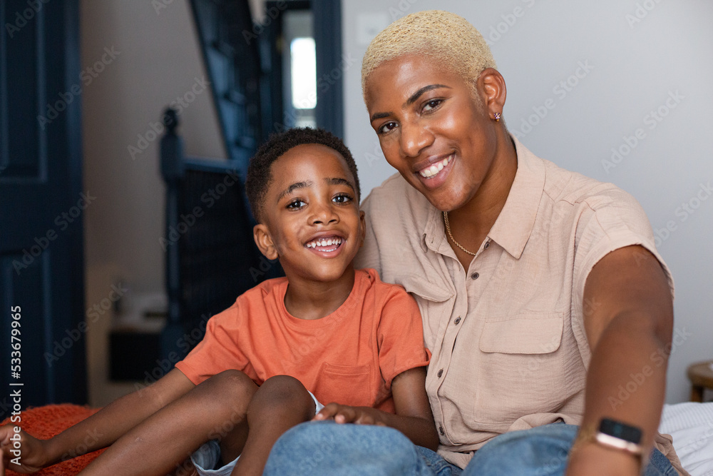 Portrait of African American Mother and Son Portrait of African American Mother and Son