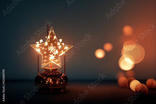 Christmas Lamp, christmas star, decoration cristmas card with free space for your text photo