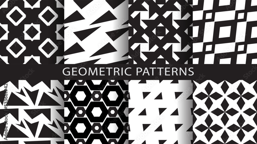 Set of geometric seamless patterns. Set of geometric seamless patterns.