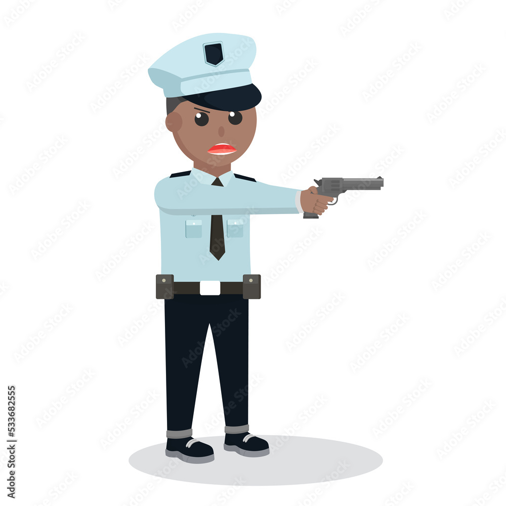 Police african With Gun design character on white background