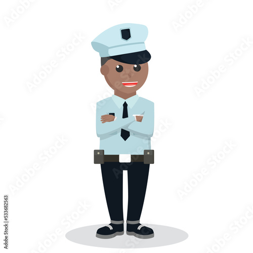 Police african officer and property design character on white background
