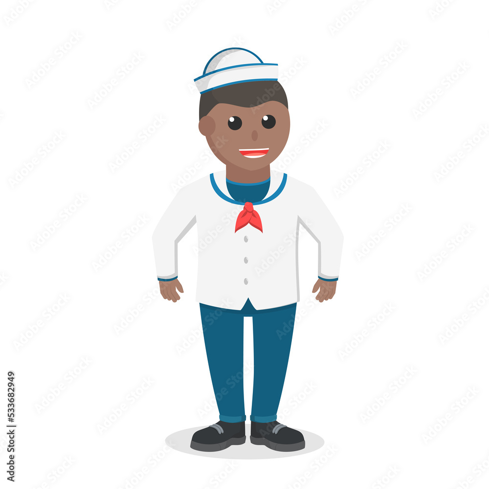 Sailor african pose design character on white background Sailor african pose design character on white background