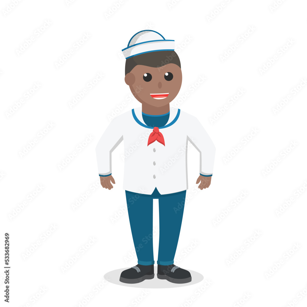 Sailor african pose design character on white background Sailor african pose design character on white background