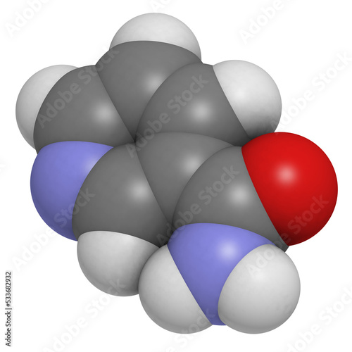 Vitamin B3 (niacinamide, nicotinic acid amide), molecule photo