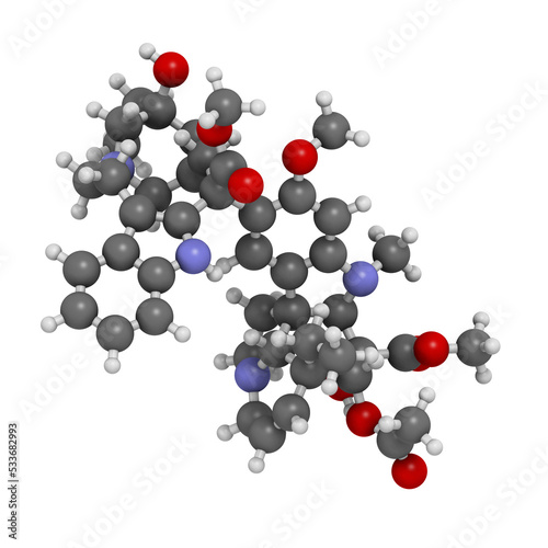 Vinblastine cancer chemotherapy drug, chemical structure.