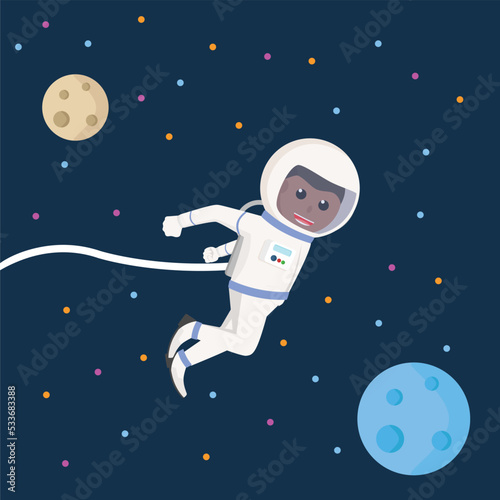 Spaceman african Flying design character on white background