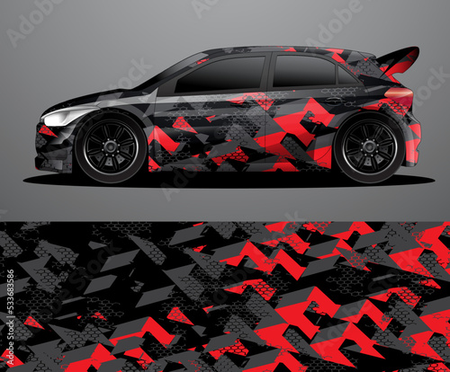 Rally car decal graphic wrap vector, abstract background 