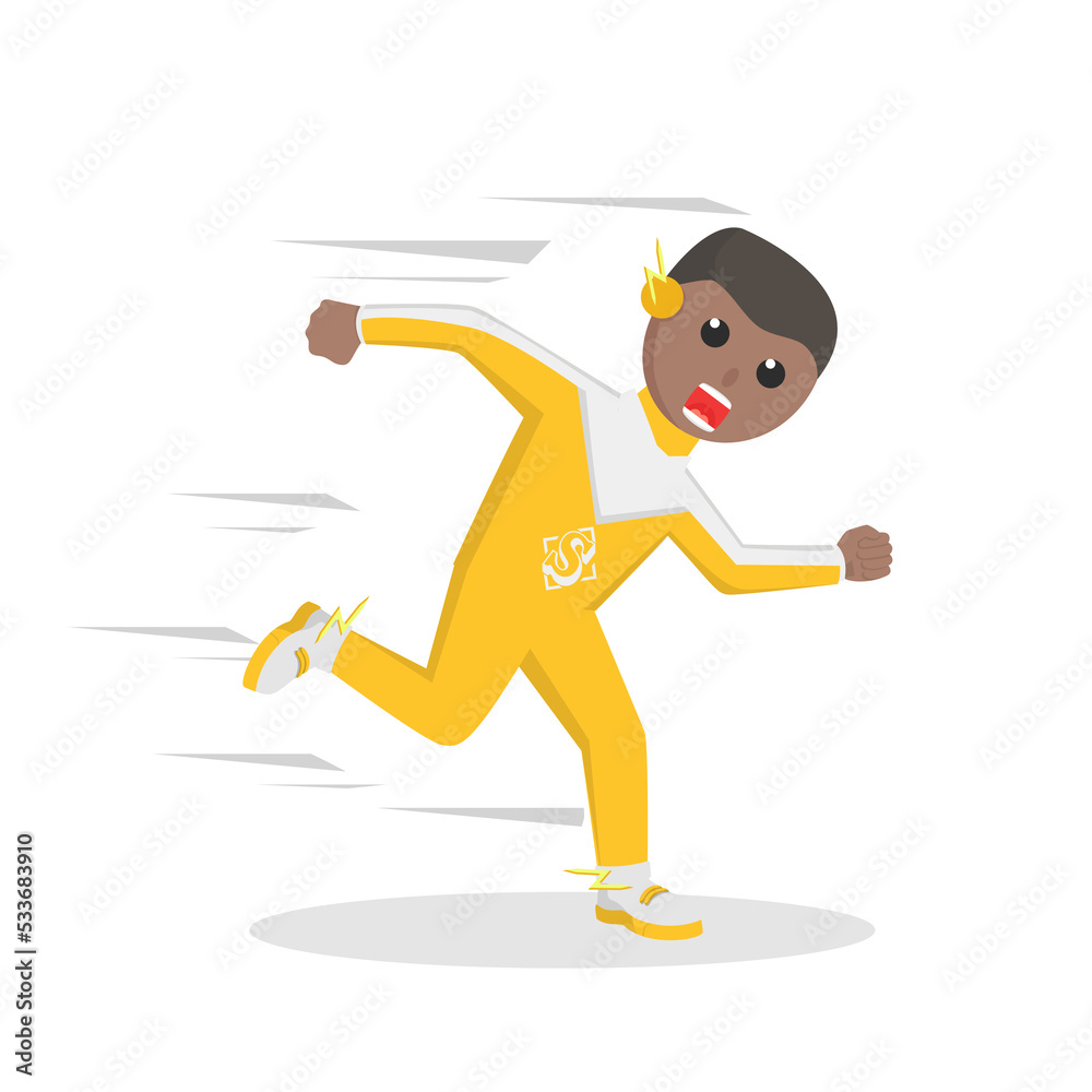 superhero african running fast design character on white background