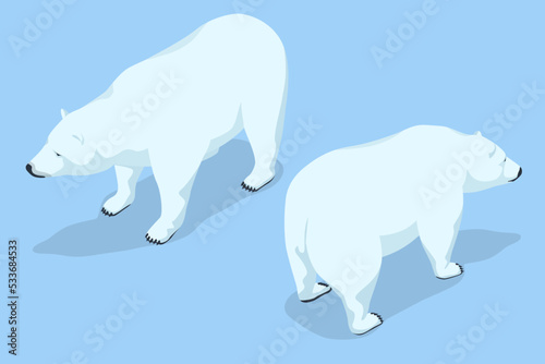 Fotografiet Isometric polar bear isolated on the background