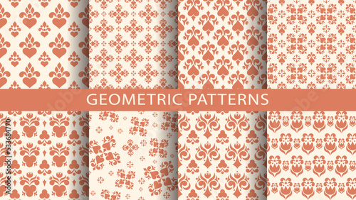 Seamless vintage backgrounds set for design. Vector illustration.
