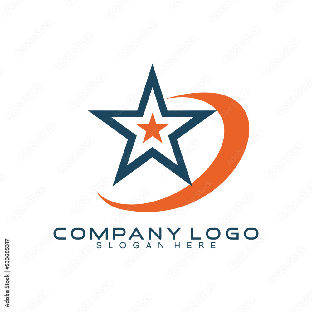 Vector logo design star with circle. Vector logo design star with circle.