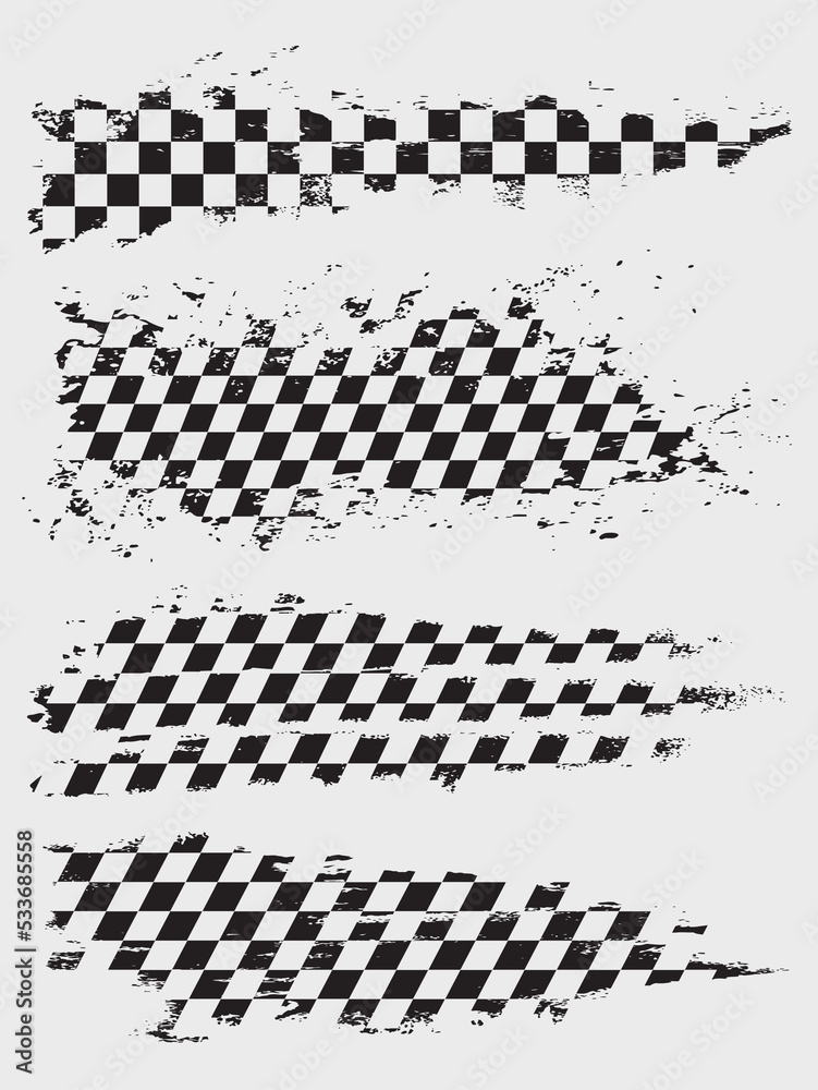 Race flags set in dirty grunge style with splashes vector