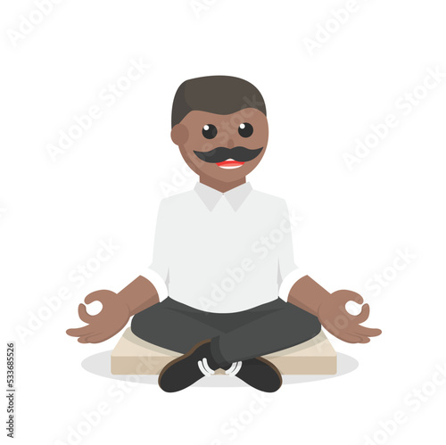 fat man african meditate design character on white background