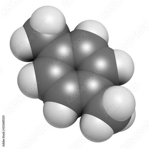 Para-xylene (p-xylene) aromatic hydrocarbon molecule. photo