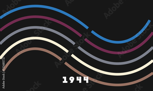 Abstract colorful 40s background vector. Vintage retro style wallpaper with lines, rainbow stripes, geometric shapes. 1940s color illustration design suitable for poster, banner, decorative, wall art