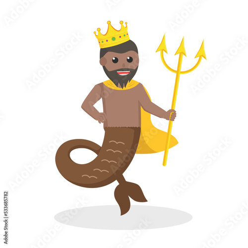 King Mermaid african design character on white background