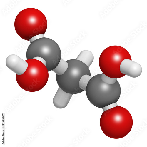 Malonic acid organic dicarboxylic acid molecule. photo