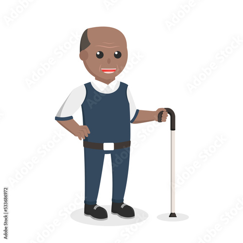 Old Man african With Walking Stick design character on white background