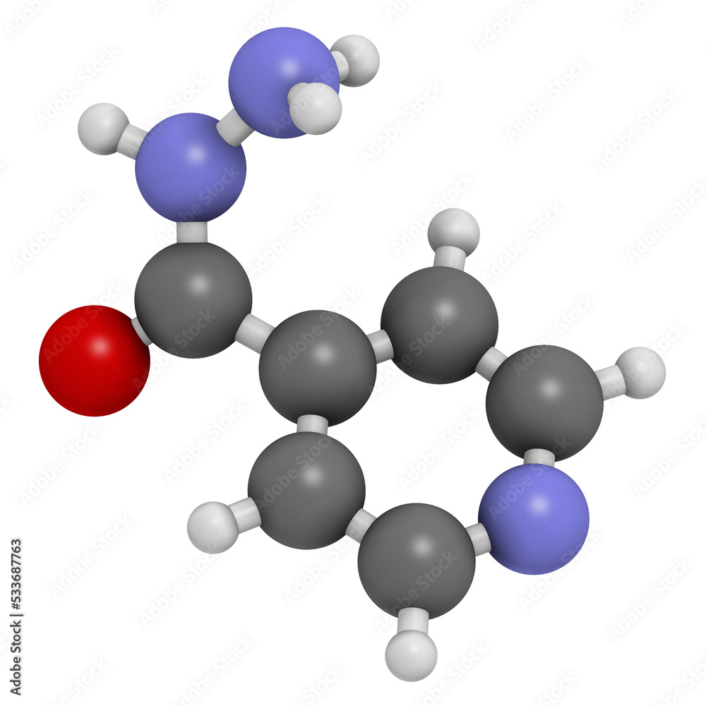 Isoniazid (isonicotinylhydrazine, INH) tuberculosis antibiotic, chemical structure Isoniazid (isonicotinylhydrazine, INH) tuberculosis antibiotic, chemical structure