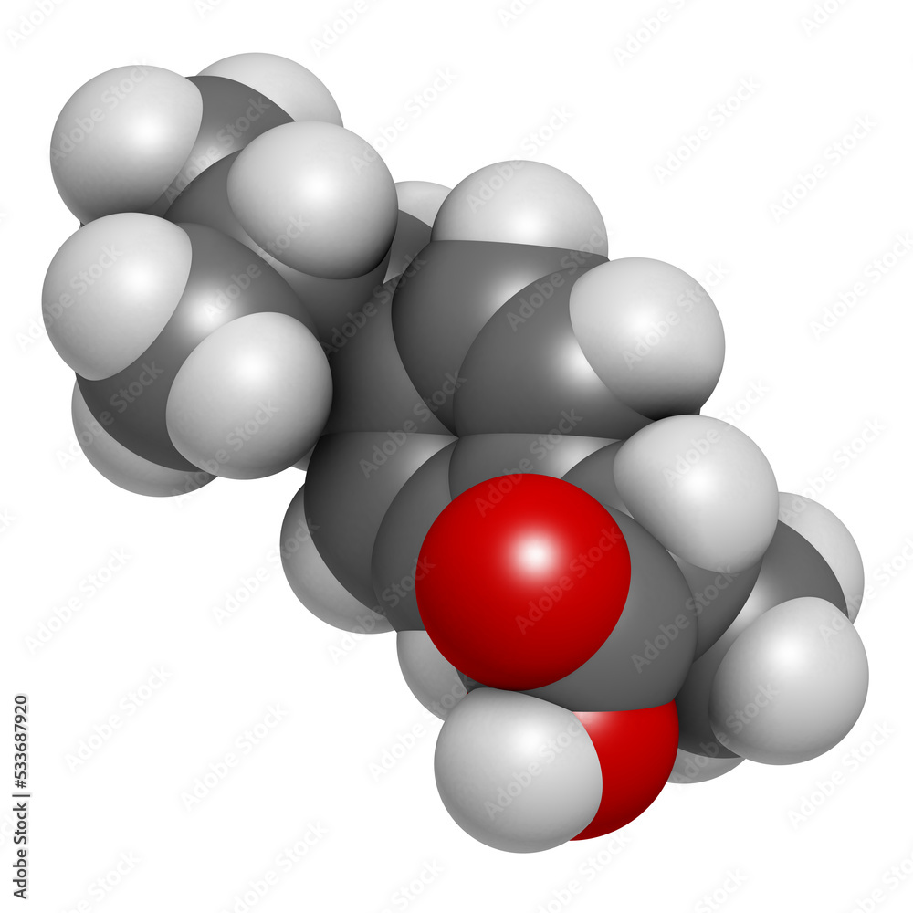 Ibuprofen pain and inflammation drug (NSAID), chemical structure. Stock